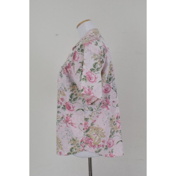 Vintage 80s Pink Floral Blouse | size M - Picture 2 of 10